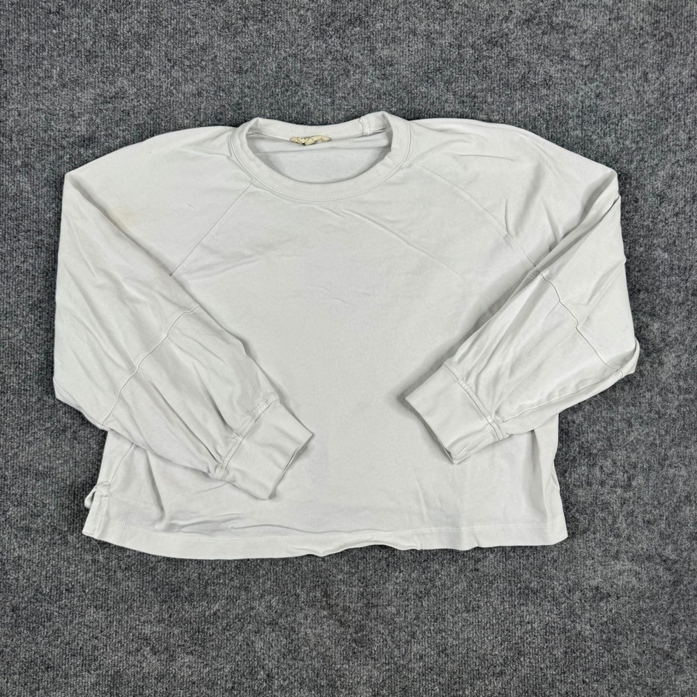 Madewell Top Womens XL Gray Cotton Raglan Long Sleeve Crewneck Casual Slit Hem